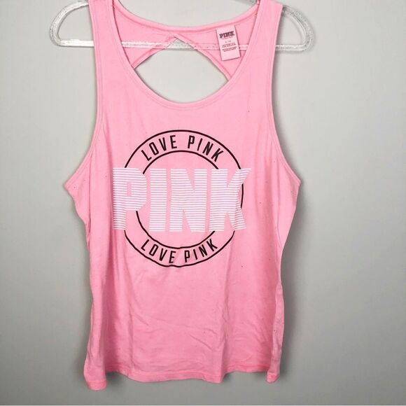 VICTORIA’S SECRET PINK | Coral Lounge Sleep Tank Top Cutout Back Women’s Size L - Picture 1 of 9